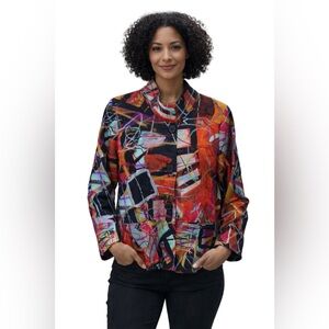DOLCEZZA Simply Art “Red 3” Colorful Abstract Pattern Jacket NWT